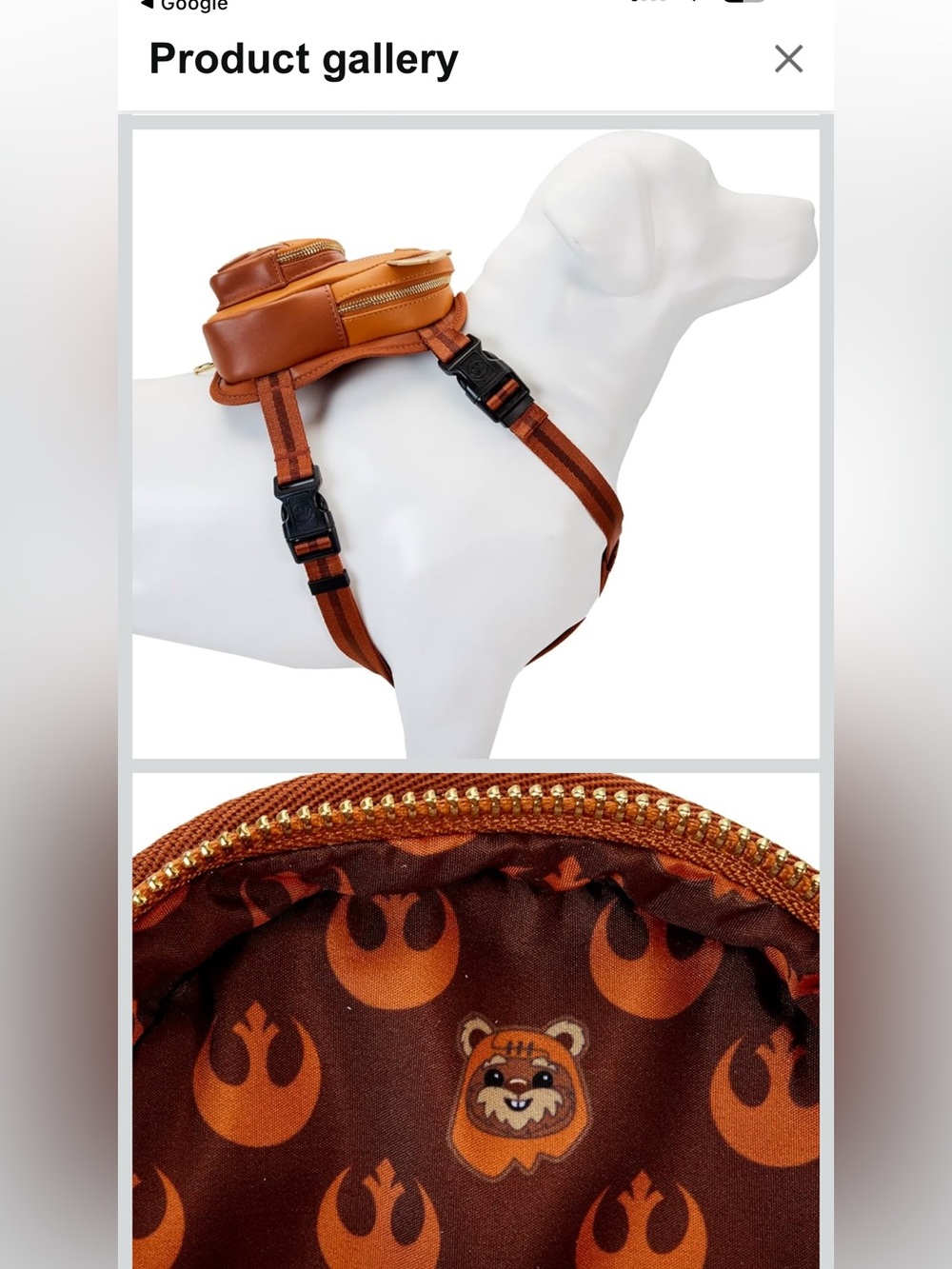 Loungefly Star Wars Ewok Mini Backpack in Brown and Tan- Dog Harness Size L - Picture 4 of 4